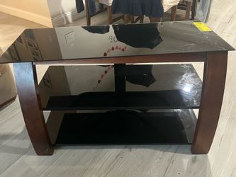Black glass tv stand shelf entertainment center storage