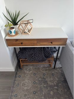 West Elm Reclaimed Wood + White Lacquer Console