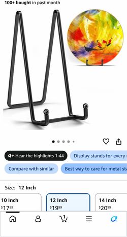New IPAME 12 Inch Large Plate Stands for Display - Metal Picture Frame Easel Books (2 pack) have 6