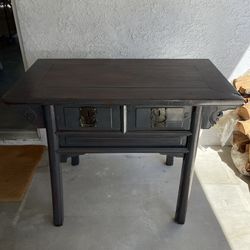 Antique Wooden Console Table With Drawers 