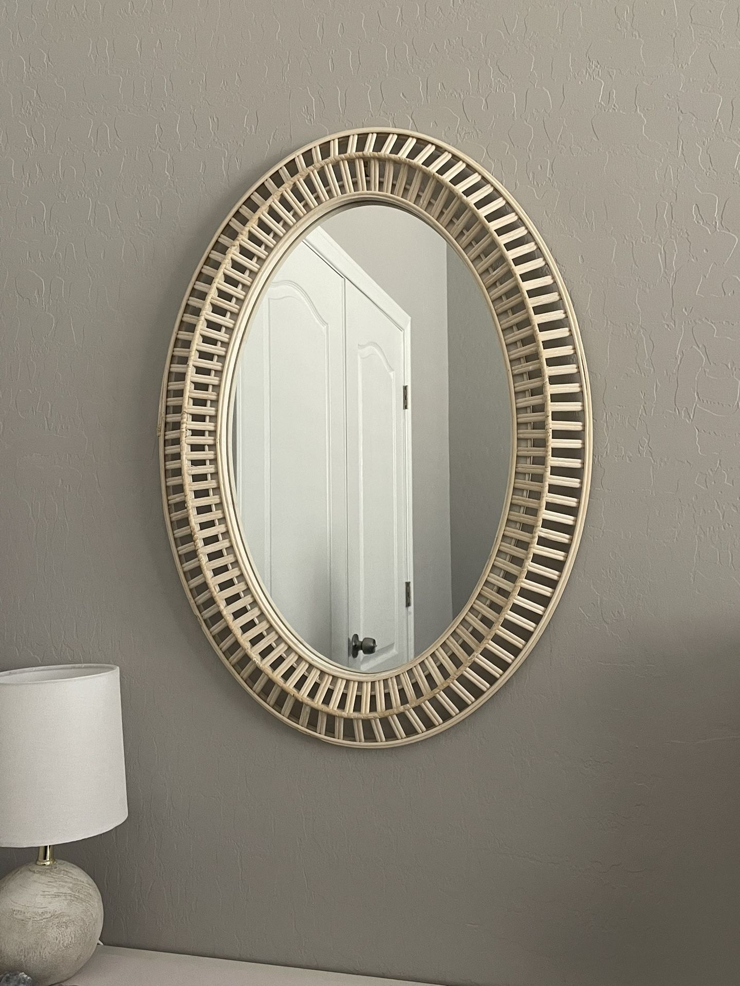 Light Woven Oval Mirror Threshold