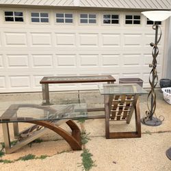 Four Piece Modern Art Set Of Tables And Lamp