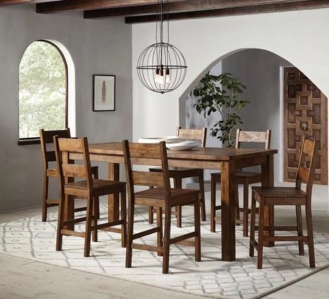 6 Piece Brown Counter Height Dining Table Set