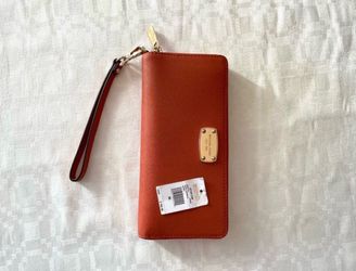 Michael Kors Jet Set Travel Continental Wallet Clutch Burnt Orange
