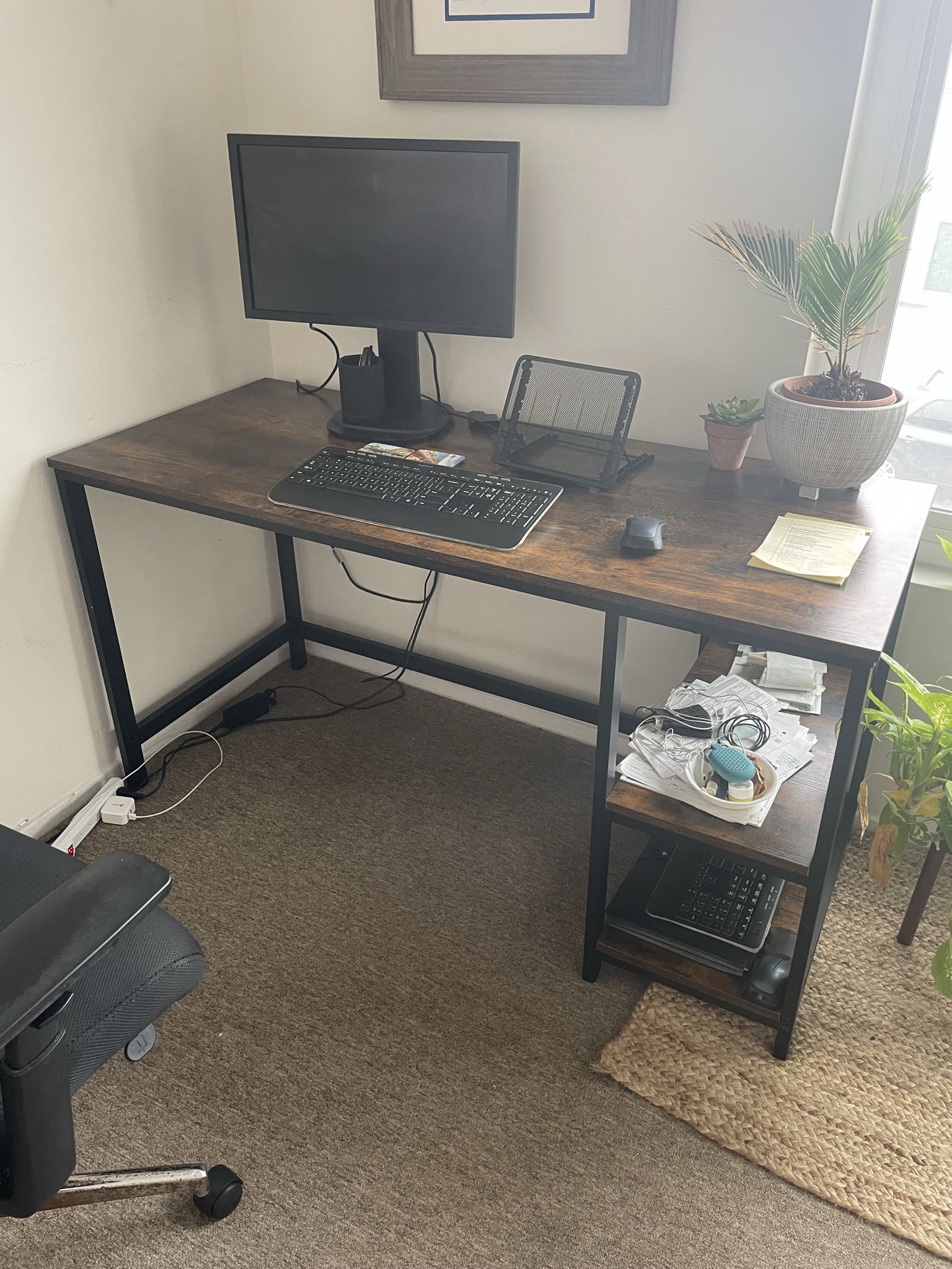 Wooden Computer Desk With Shelves 