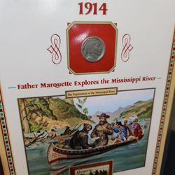 Historical 1914 Buffalo Nickel And 1968 Marquette Stamp 