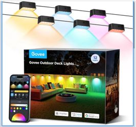 Govee Multicolor Outdoor Fence Lights, IP65 Waterproof, 12 Packs (72ft), Decorative Outdoor Deck Lights with