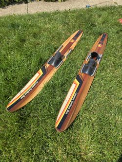 Antique Vintage Cypress Gardens Dick POPE III Wood Waterskiis 