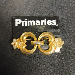 Gold Pin With Silver Gems