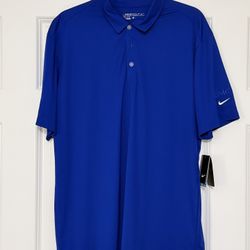 NIKE GOLF SHIRT Dri-Fit Arrow Dell EMC Logos LARGE Blue NEW w/ TAGS