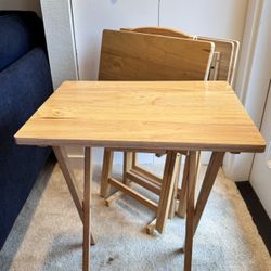 TV Table Trays – Set of 4 w/ Storage Stand