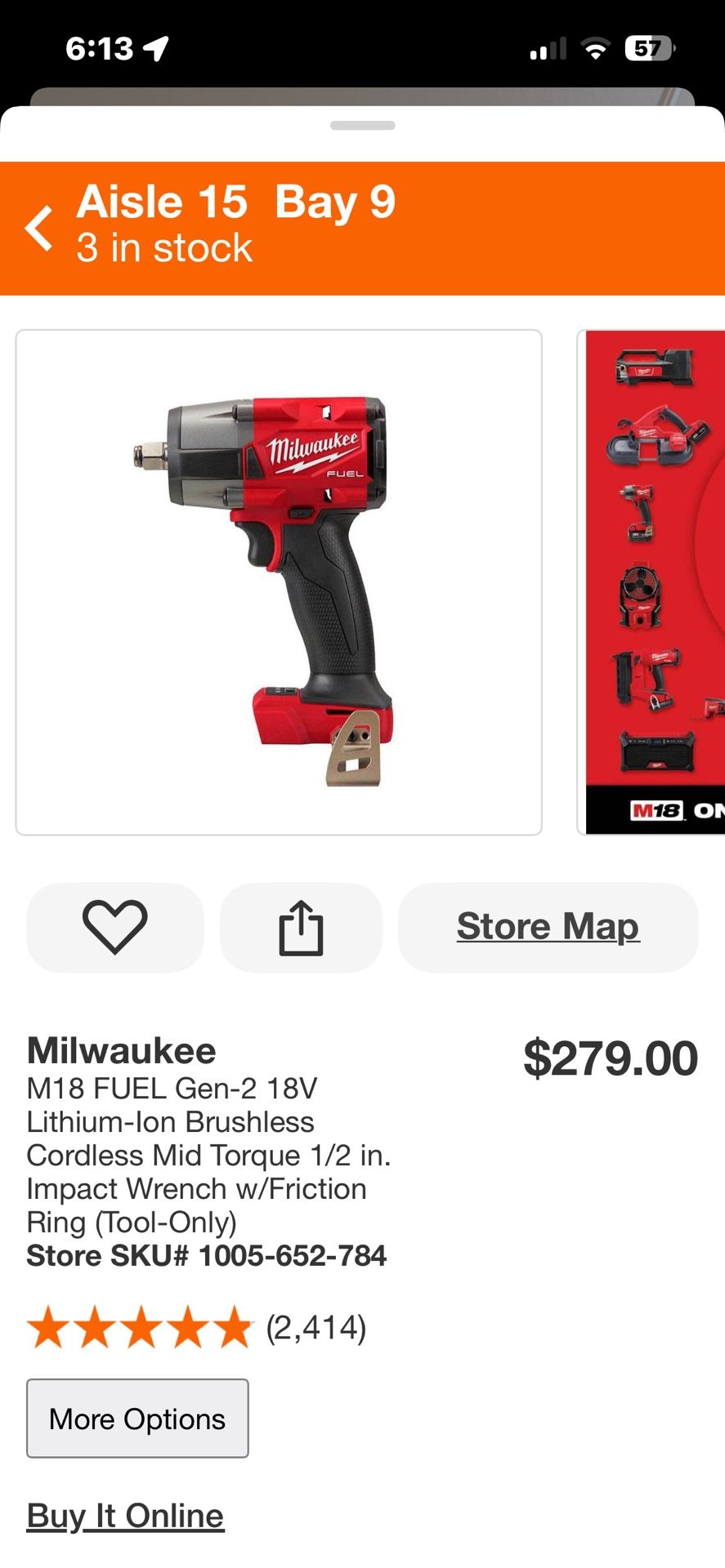 Milwaukee M18 Fuel 1/2 Inch Impact Wrench