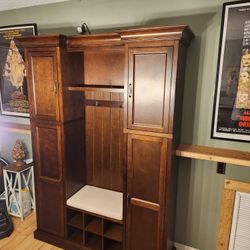 Mission Style wood Hall Tree 81.5"T X 60"W X 16.8" Deep read description for details 