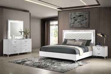 White Modern Bedroom Set with LED Headboard