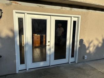 Vinyl Backyard Double Doors with Sidelights