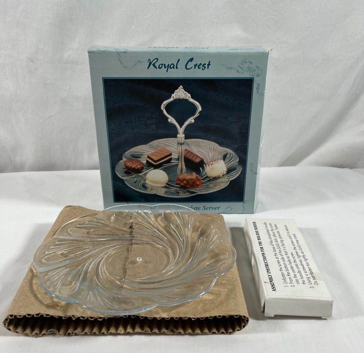 New Crystal Silverplate Handled Server Canape