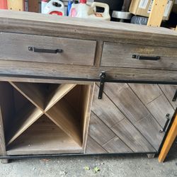 Gray Server Dining Side Table Cabinet