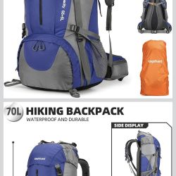 70L Hiking Backpack – Waterproof, Large Capacity