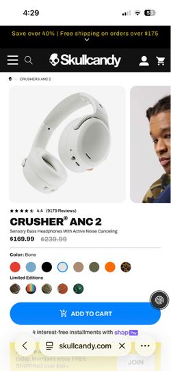 Skullcandy Crusher ANC 2 Headphones – Bone