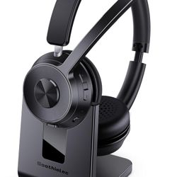 Upgraded Version) Wireless Headset, Bluetooth Headset with Noise Cancelling Microphone, Best Headphones with Mic Mute & USB Dongle for PC/Computer/Lap