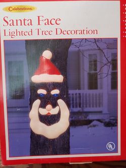Tree Art Decor Santa Face Tree Light Decor Christmas St. Nick Outdoor Animated