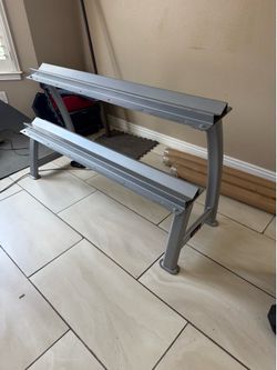 Commercial two tier dumbbell rack for weights