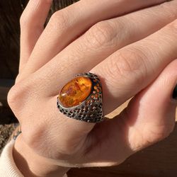 Statement Amber Ring - size 6