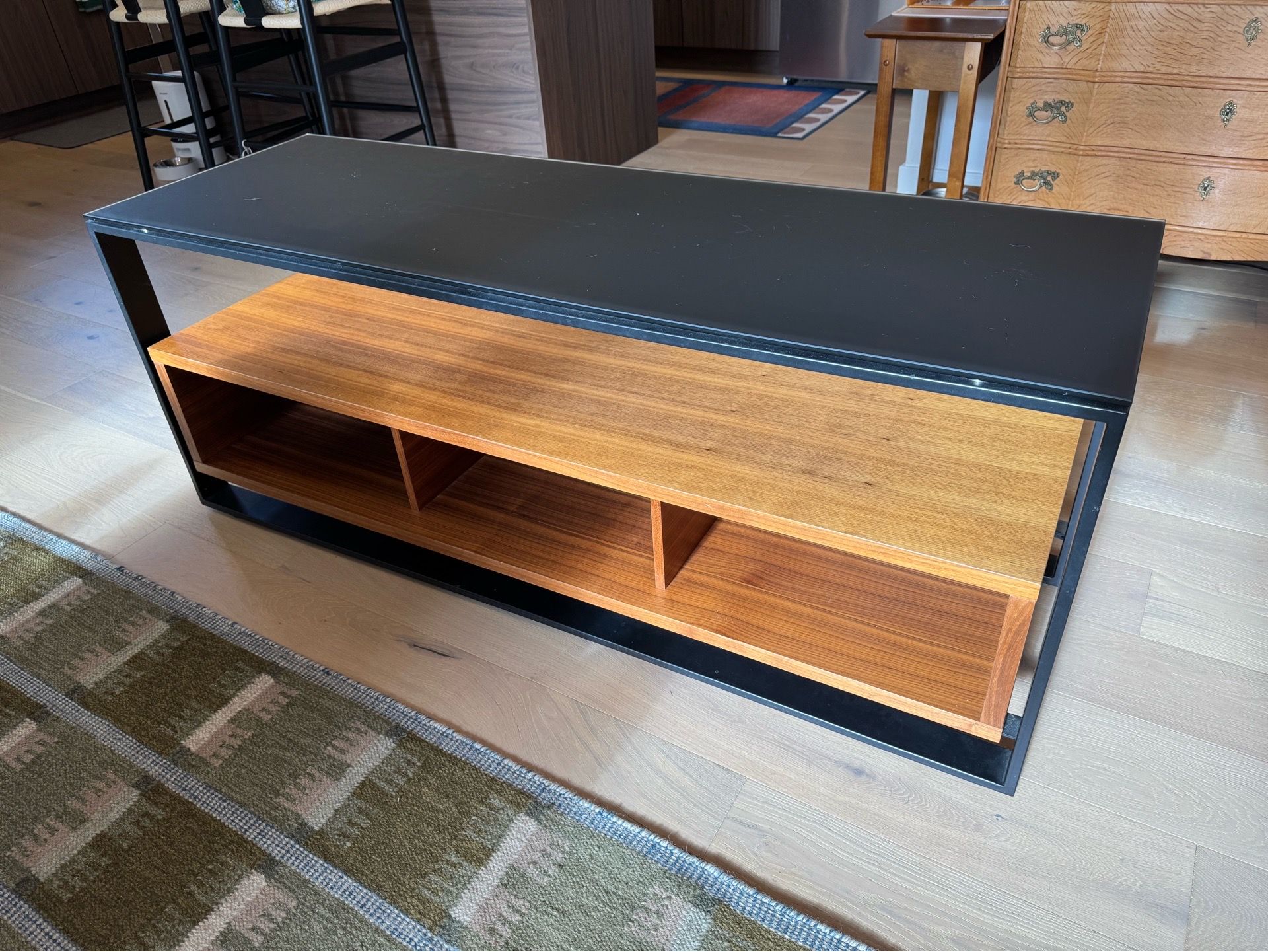 BDI Glass-Top Tv Stand / Entertainment Console