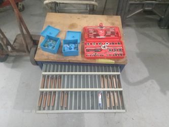 Cabinet With Carbide Bits For Lathe And Milling Machines