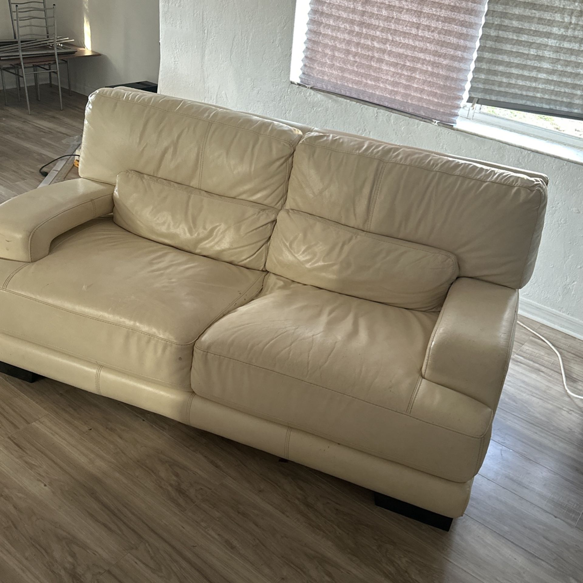 White Leather Couch OBO