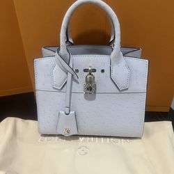 Louis Vuitton City Steamer exotic/swarovski crystal lock mini ostrich bag