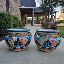 Dark GreenTalavera Clay Pots (Planters) Plants. Pottery $60 cada una.