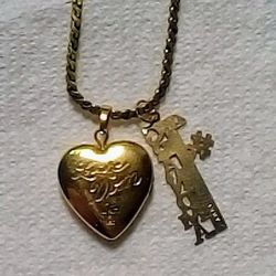 14k Gold Necklace & Locket & Pendent 