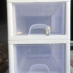 Two (2) STERILITE - 1704 White/Clear Stacking Storage Drawers