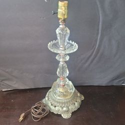 🔥 WORKING - EF & EF 1972 Antique Crystal Brass Table Lamp Hollywood Regency Neoclassical Accent Piece Timeless Luxury Home Light Decor
