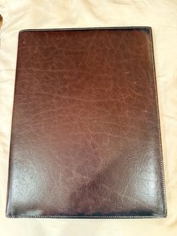 Bosca Leather Writing Pad Portfolio Holder Full-Grain Hide Brown USA-Made