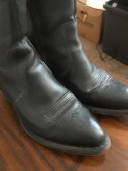 Black leather boot for men