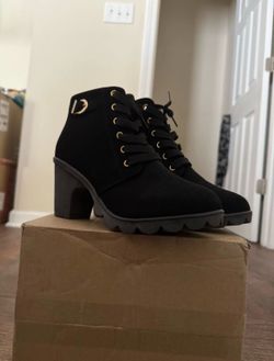 Fall/Winter Women’s Black Faux Suede Side-Zip High Heel Chelsea Ankle Boots