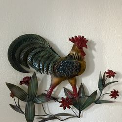 Colorful Rooster Metal Wall Decor Garden Balcony Patio Yard Indoor Outdoor 