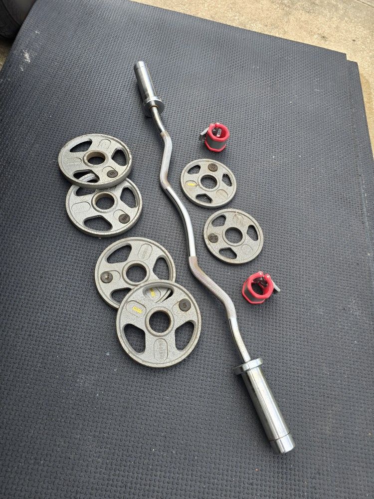 Weight Curl Bar With Plates