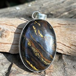 925 Silver Overlay Tiger Eye Pendant