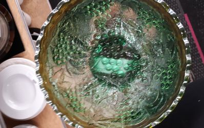 ANTIQUE CARNIVAL GLASS BOWL, GREEN GRAPES