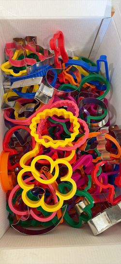 Over 130 metal and plastic cookie cutters