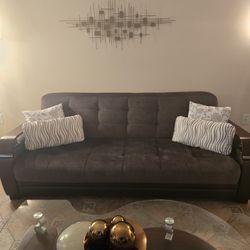 Brown Sofa w/collapsible Bed and Storage 