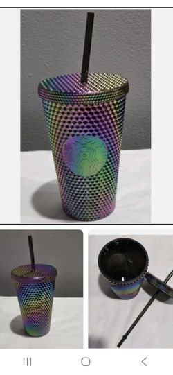 New (3) Starbucks Oil Slick Rainbow Studded Tumbler 16oz. Grande Cold Cup Fall 2023