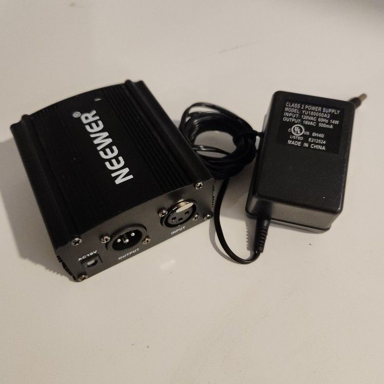 Neewer 1-Channel 48V Phantom Power Supply with Adapter, BONUS+XLR 3 Pin Microphone Cable for Any Condenser Microphone Music Recording Equipment (8 fee