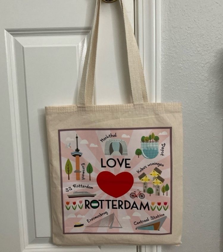 Rotterdam themed linen tote bag