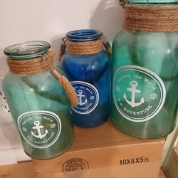 Nautical Glass Jars with Rope Handles