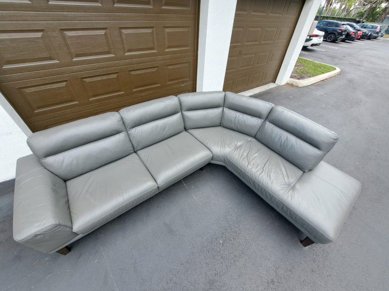 Sofa / Couch Sectional GENUINE LEATHER Gray  🛻 DELIVERY AVAILABLE 
