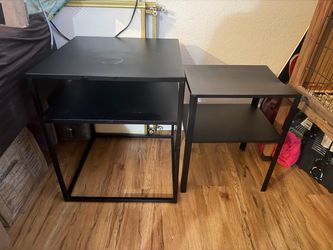 Pair of black metal end tables/night stands